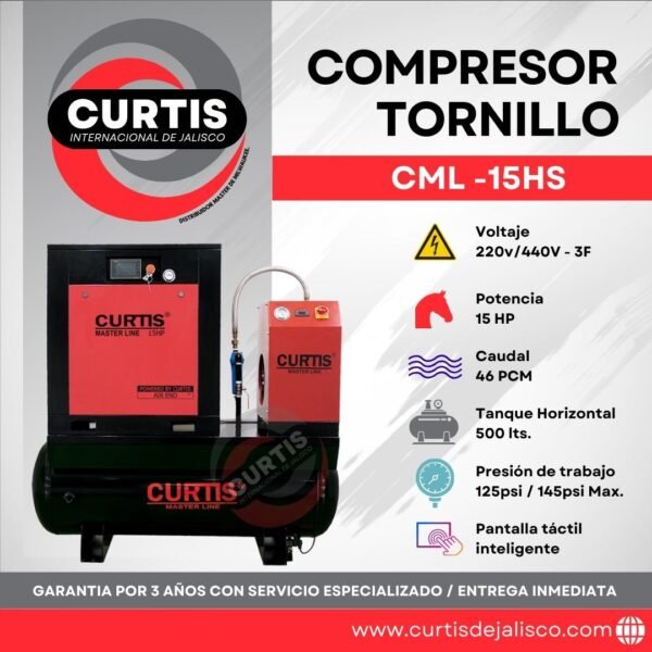 Compresor Curtis de Tornillo 15HP TODO EN UNO