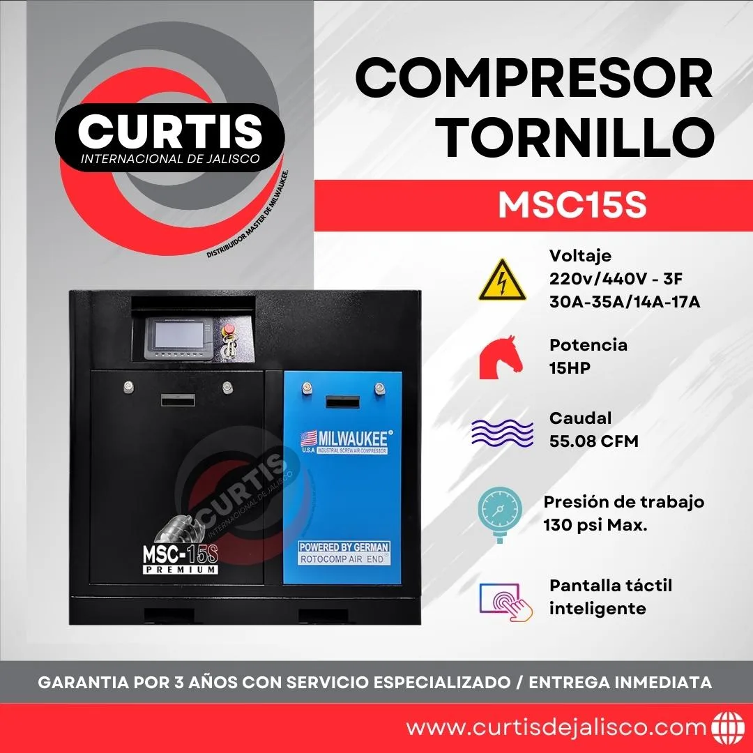 Compresor Milwaukee de Tornillo 15HP