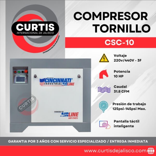 Compresor Cincinnati de Tornillo GABINETE 10HP