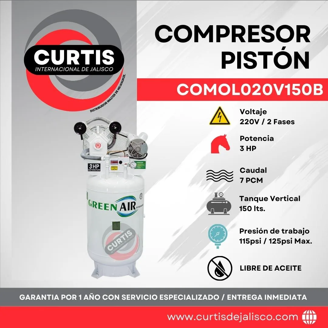 Compresor Libre de Aceite Milwaukee 150Lts